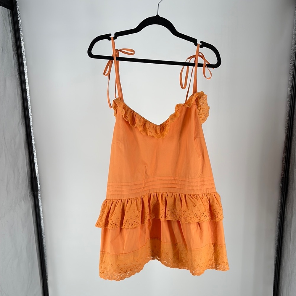 Anthropologie Orange Ruffled Women's Top